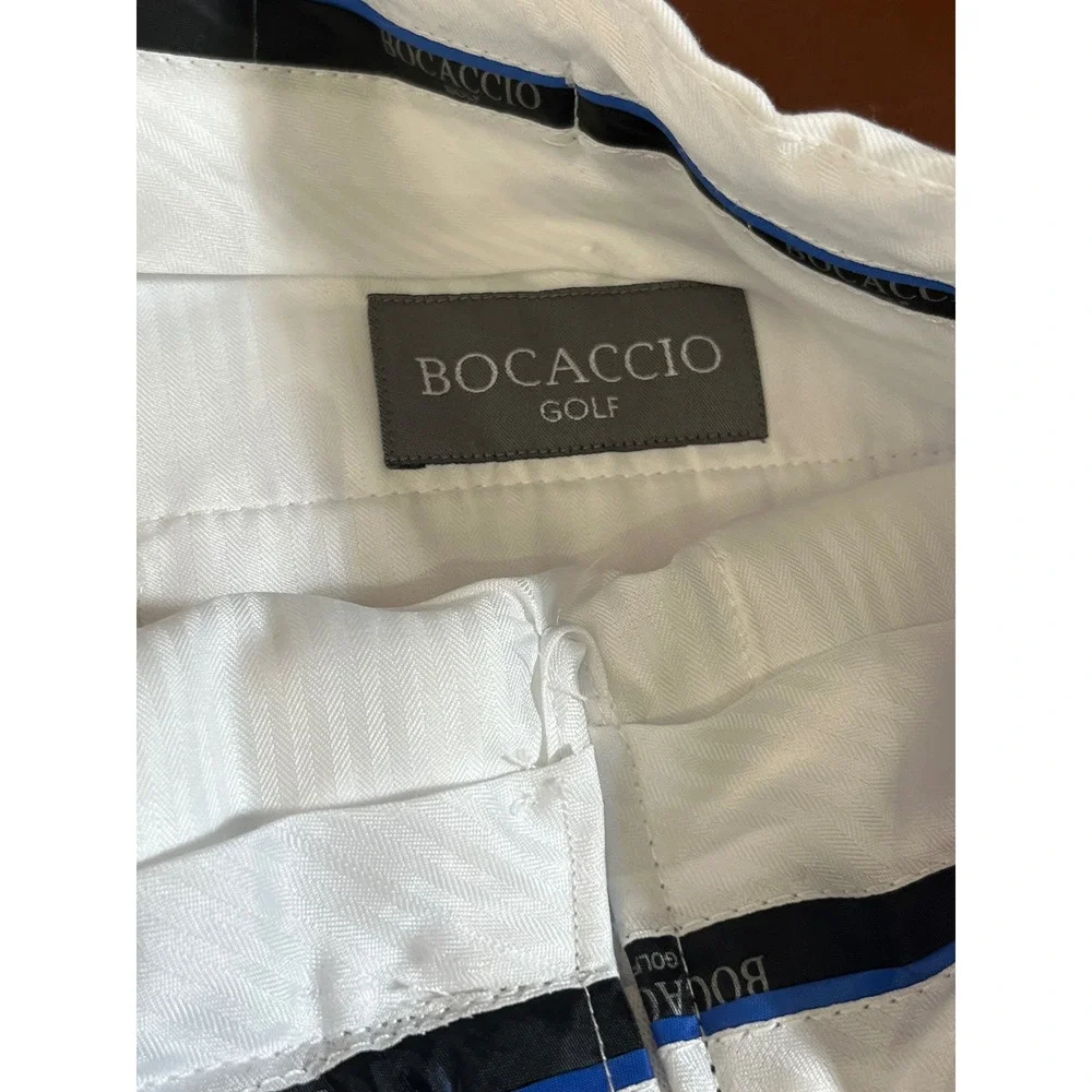 Bocaccio Golf Mens White Pleated Performance Shorts Classic Fit size 34